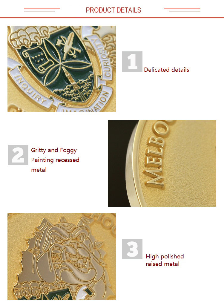 Stamped bronze Soft Enamel Melbourne High School Graduation Medal