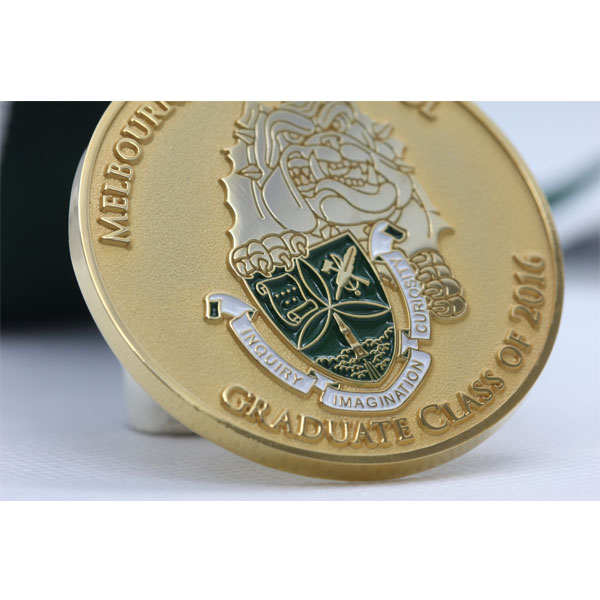 Stamped bronze Soft Enamel Melbourne High School Graduation Medal