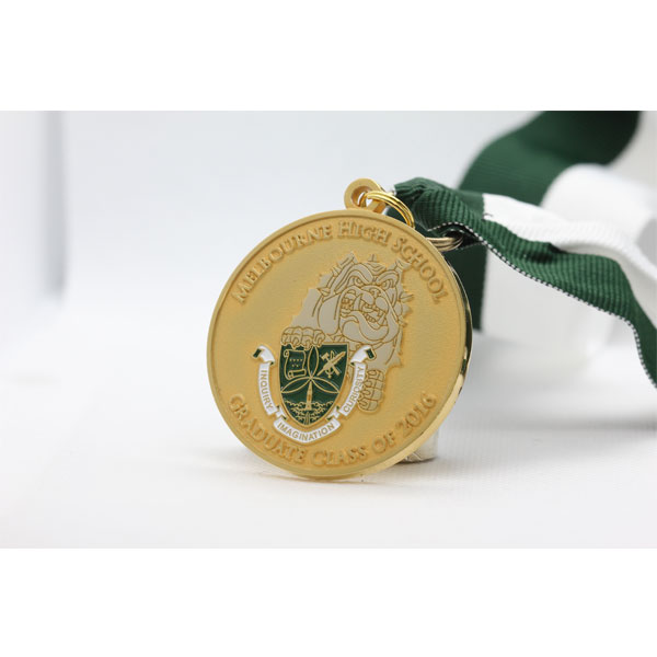 Stamped bronze Soft Enamel Melbourne High School Graduation Medal
