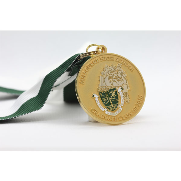 Stamped bronze Soft Enamel Melbourne High School Graduation Medal