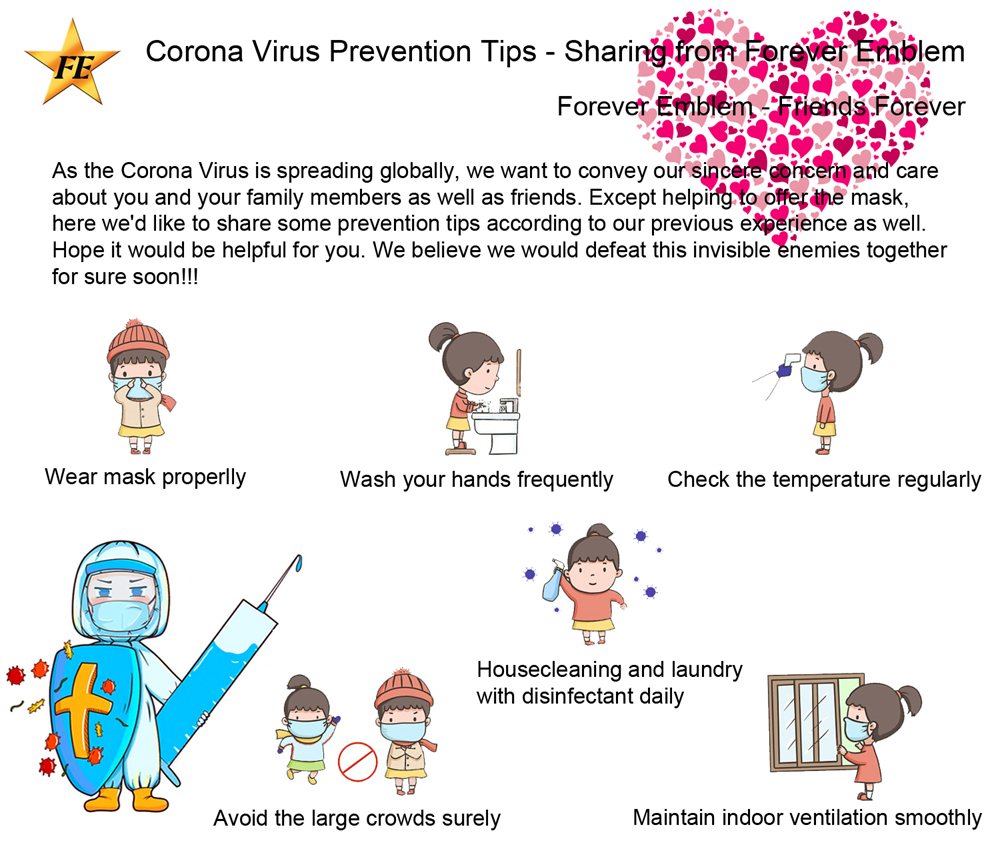 Corona Virus Prevention Tips - Sharing from Forever Emblem
