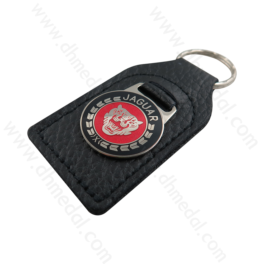 Leather Keychain with Metal Badge -1