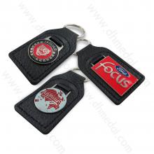 Leather Keychain with Metal Badge -1